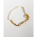fashion freshwater pearl bracelet stitching gold spacer bead copper braceletpicture6