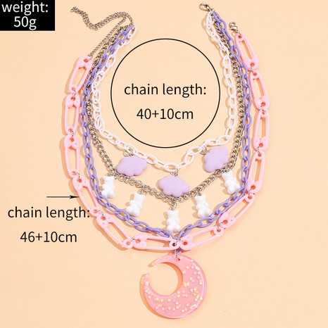 resin fashion cloud bear crescent necklace multi-layer necklace wholesale's discount tags