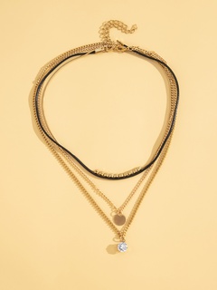 korean fashion simple alloy inlaid rhinestone multi-layer necklace collarbone chain