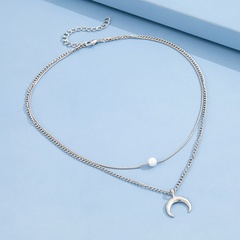 alloy creative simple moon pendant multi-layer stacking necklace