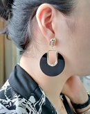 Fashion Korean exaggerated geometric round black alloy earringspicture11