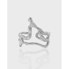 Fashion minimalist irregular surface lava sterling silver open ring female