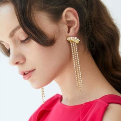 fashion pearl earrings women's tassel fashion 18k gold copper earrings