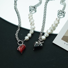 heart shaped necklace female stitching design collarbone metal copper chain
