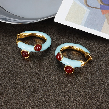 Enamel earrings women's niche hit color copper hoop earrings wholesale's discount tags