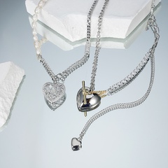 Fashion heart shaped female pearl accessories new collarbone copper chain