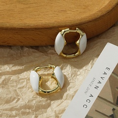 Enamel earrings female simple Korean oil drip gold plated copper ear buckle