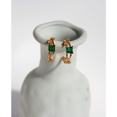 vintage emerald gemstone micro-set zircon earrings wholesale