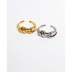 Fashion Brass plated retro line winding knot copper ring opening female
