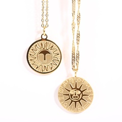 titanium steel niche fashion tarot card small round card sun pendant necklace