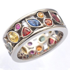exquisite geometric pattern hollow diamond multicolor copper ring female simple zircon jewelry