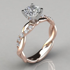 Fashion rose gold inlaid princess diamond ladies copper ring jewelry