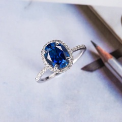 Nuevos accesorios azul real redondo multi-diamante damas circón anillo de cobre al por mayor