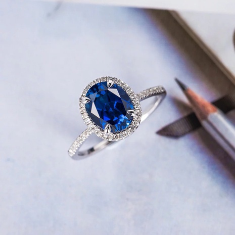 Nuevos accesorios azul real redondo multi-diamante damas circón anillo de cobre al por mayor's discount tags