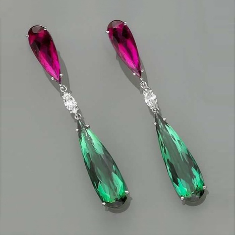 fashion color long water drop copper earrings wholesale NHJCS644429's discount tags