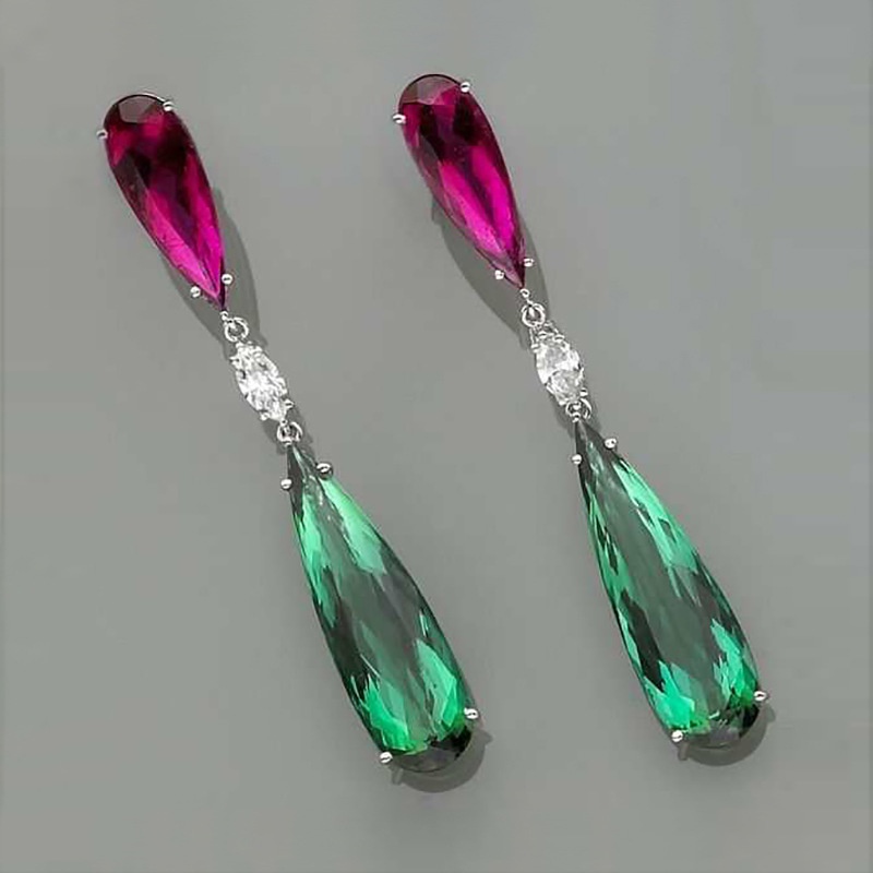 fashion color long water drop copper earrings wholesale
