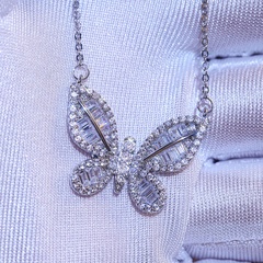 fashion butterfly shaped inlaid zircon copper necklace