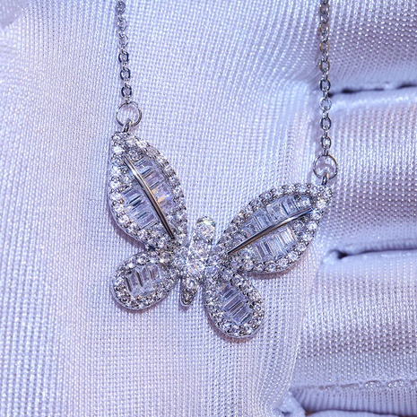 fashion butterfly shaped inlaid zircon copper necklace's discount tags