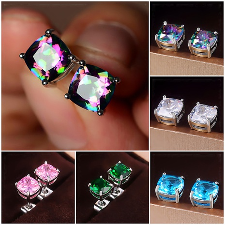 fashion square zircon geometric copper earrings wholesale's discount tags