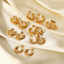2022 new stainless steel earrings fashion 18K gold diamond Cshaped earrings  NHJIE644451picture8