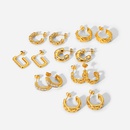 2022 new stainless steel earrings fashion 18K gold diamond Cshaped earrings  NHJIE644451picture10