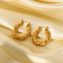 fashion creative 18K goldplated stainless steel doublestrand twist rib Cshaped earringspicture6