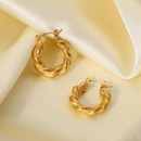 fashion creative 18K goldplated stainless steel doublestrand twist rib Cshaped earringspicture8