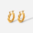 fashion creative 18K goldplated stainless steel doublestrand twist rib Cshaped earringspicture10