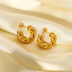 fashion 18K gold-plated stainless steel bold twist C-shaped earrings female