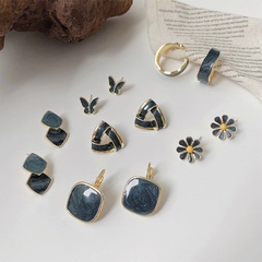 retro blue earrings new fashion geometric alloy earrings wholesale