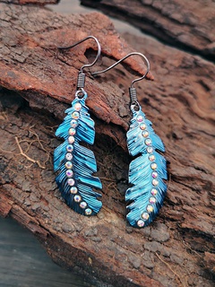retro seven-color feather earrings bohemian style colored diamond earrings