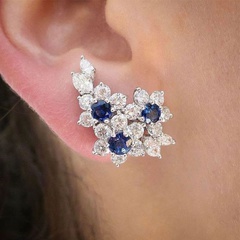 fashion three-dimensional flower inlaid zircon copper earrings wholesale