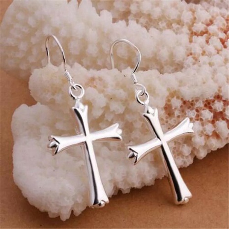 fashion jewelry popular inlaid zircon cross copper earrings wholesale NHJCS644538's discount tags