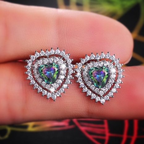fashion hollow heart zircon heart copper earrings wholesale's discount tags