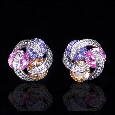 fashion colorful zircon contrast color copper earrings wholesale NHJCS644543's discount tags