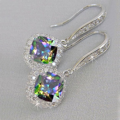 fashion square inlaid zircon copper drop earrings wholesale NHJCS644542's discount tags