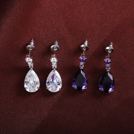simple water drop zircon copper drop earrings wholesale NHJCS644541's discount tags