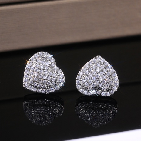 new fashion micro-set zircon heart shaped copper earrings wholesale NHJCS644553's discount tags