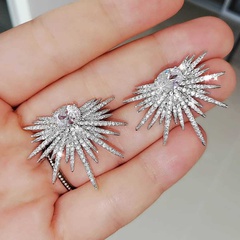simple geometric micro-encrusted zircon copper earrings wholesale
