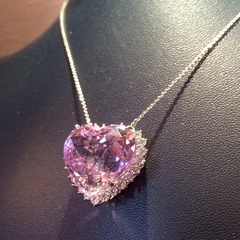 fashion heart-shaped pink diamond zircon simple pendant copper necklace