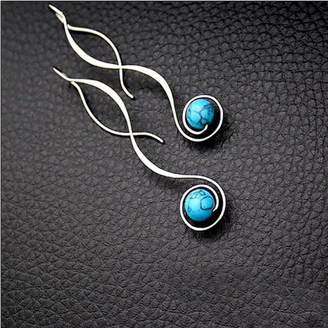 Simple Retro Turquoise Long Copper Earrings Wholesale NHJCS644563's discount tags