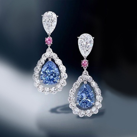 new fashion long water drop zircon copper earrings wholesale NHJCS644568's discount tags