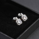 Simple Square Full of Zircon Platinum Plated Copper Stud Earrings Jewelrypicture10