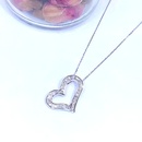 fashion hollow Tshaped zircon necklace full diamond heartshaped pendant copper necklacepicture8