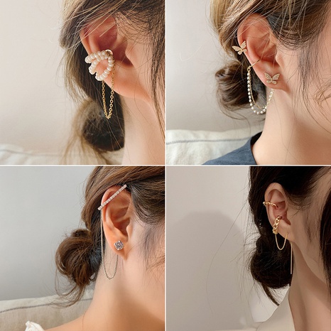 Koreanische Art- und Weiselangkettige Ohrringe Schmetterlings-Ohrknochen-Klipp Neue Ohrringe's discount tags