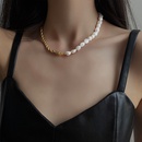 fashion freshwater pearl stitching necklace retro alloy clavicle chainpicture9