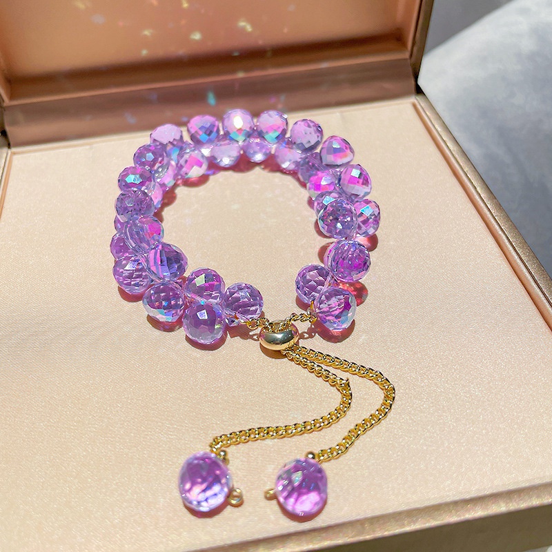fashion geometric solid color crystal adjustable bracelet wholesale