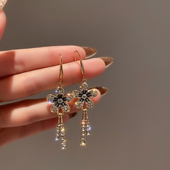 Korean diamond-encrusted flower tassel earrings new women's alloy earrings