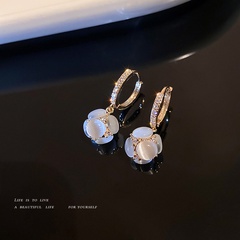 Pendientes de hortensias de diamante de ópalo coreano pendientes de aleación geométrica mujer