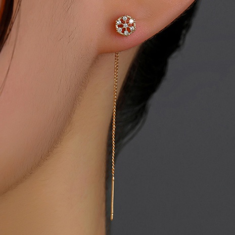 fashion trend geometric inlaid zircon metal earrings wholesale's discount tags
